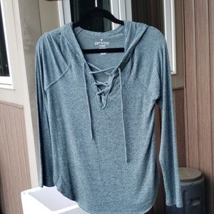 American eagle lace up long sleeve top
